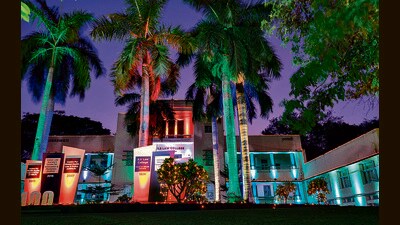 Main building of ILS Law College is illuminated on Tuesday to celebrate centenary year of the institution. (Pratham Gokhale/HT Photo) Main building of ILS Law College is illuminated on Tuesday to celebrate centenary year of the institution. (Pratham Gokhale/HT Photo)