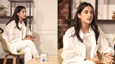 Navya Naveli Nanda's promo video from an upcoming interview was shared on Monday. Navya Naveli Nanda's promo video from an upcoming interview was shared on Monday.