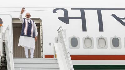 Prime Minister Narendra Modi emplaning for the US visit on Tuesday. (Twitter)