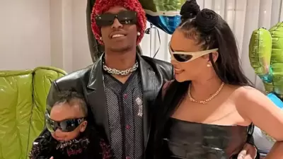 A$AP Rocky with son RZA and Rihanna. (Instagram) A$AP Rocky with son RZA and Rihanna. (Instagram)