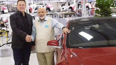 The meeting assumes significance after a Tesla team recently visited India, reportedly offering to set up a manufacturing facility in the country. ((File)) The meeting assumes significance after a Tesla team recently visited India, reportedly offering to set up a manufacturing facility in the country. ((File))