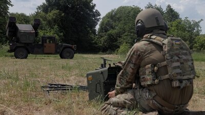A Ukrainian serviceman prepares a remote controller for an AN/TWQ-1 Avenger mobile air defence missile system during his combat shift, amid Russia's attack on Ukraine, outside of Kyiv, Ukraine. (Reuters)