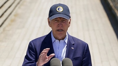 U.S. President Joe Biden speaks about his administration's actions to battle climate change and protect the environment during a visit to Lucy Evans Baylands Nature Interpretive Center and Preserve, in Palo Alto, California, U.S., (REUTERS)