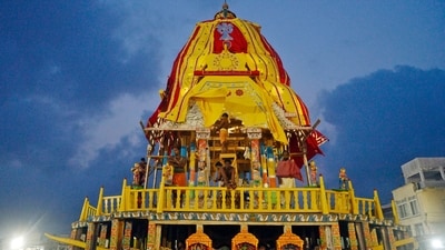 During the three-day yatra, the three majestic chariots are pulled by lakhs of devotees from in front of the Singha Dwar of Jagannath Temple towards the Gundicha Temple. (ANI) During the three-day yatra, the three majestic chariots are pulled by lakhs of devotees from in front of the Singha Dwar of Jagannath Temple towards the Gundicha Temple. (ANI)