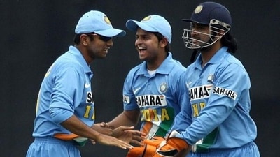 Rahul Dravid, Suresh Raina, and MS Dhoni during an ODI in 2006 (Getty/AFP) Rahul Dravid, Suresh Raina, and MS Dhoni during an ODI in 2006 (Getty/AFP)