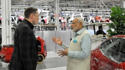 Prime Minister Narendra Modi with Tesla CEO Elon Musk.