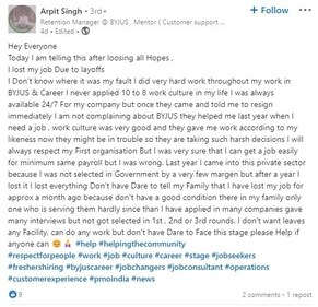 Arpit Singh's LinkedIn post. Arpit Singh's LinkedIn post.