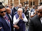 PM Modi in US: Prime Minister Narendra Modi greets supporters as he arrives in New York on Tuesday. 