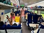 Passengers perform yoga inside moving Bhopal-New Delhi Vande Bharat Express train on International Day of Yoga Passengers perform yoga inside moving Bhopal-New Delhi Vande Bharat Express train on International Day of Yoga