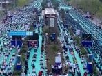 Over 1 lakh people performed Yoga with CM Bhupendra Patel in Surat. Over 1 lakh people performed Yoga with CM Bhupendra Patel in Surat.