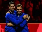 Serbia's Novak Djokovic (L) embraces Switzerland's Roger Federer (R) at the Laver Cup presentation ceremony Serbia's Novak Djokovic (L) embraces Switzerland's Roger Federer (R) at the Laver Cup presentation ceremony