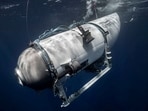 The Titan submersible, operated by OceanGate Expeditions to explore the wreckage of the sunken Titanic off the coast of Newfoundland, dives in an undated photograph.