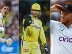 Pat Cummins (L) celebrates after scoring the winning runs in Ashes 1st Test; MS Dhoni in the IPL 2023; Ben Stokes during the 1st Test Pat Cummins (L) celebrates after scoring the winning runs in Ashes 1st Test; MS Dhoni in the IPL 2023; Ben Stokes during the 1st Test