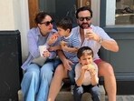 Kareena Kapoor and Saif Ali Khan with sons Taimur and Jehangir.