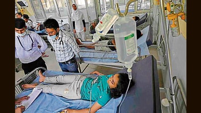 A girl admitted in Ludhiana civil hospital after getting food poisoning. (HT Photo) A girl admitted in Ludhiana civil hospital after getting food poisoning. (HT Photo)