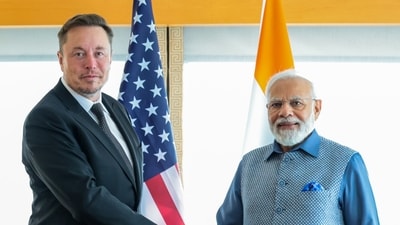 Prime Minister Narendra Modi meets Tesla and SpaceX CEO Elon Musk in New York, USA on Tuesday. (PIB) Prime Minister Narendra Modi meets Tesla and SpaceX CEO Elon Musk in New York, USA on Tuesday. (PIB)