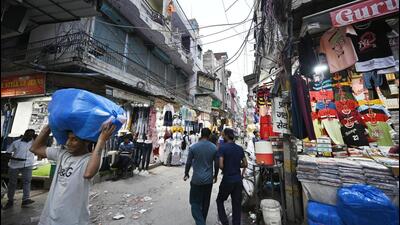 At the Gandhi Nagar wholesale cloth market in New Delhi on Wednesday. (Sanjeev Verma/HT PHOTO) At the Gandhi Nagar wholesale cloth market in New Delhi on Wednesday. (Sanjeev Verma/HT PHOTO)
