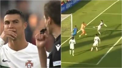 Cristiano Ronaldo waits for the referee to award the goal to Portugal after initially ruling it out for off-side (Twitter) Cristiano Ronaldo waits for the referee to award the goal to Portugal after initially ruling it out for off-side (Twitter)