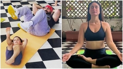 Happy International Yoga Day: Jeh and Saif Ali Khan do yoga in Kareena Kapoor's post. (Instagram) Happy International Yoga Day: Jeh and Saif Ali Khan do yoga in Kareena Kapoor's post. (Instagram)