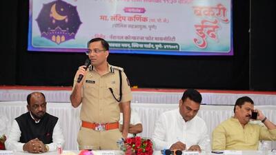 Joint CP (law and order) Sandeep Karnik and others were present for the meeting in Pune. (HT PHOTO) Joint CP (law and order) Sandeep Karnik and others were present for the meeting in Pune. (HT PHOTO)
