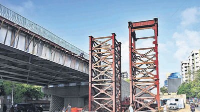 Mumbai, India - June 21, 2023 : Work on Gokhale Bridge, Andheri, in Mumbai, India, on Wednesday, June 21, 2023. (Photo by Vijay Bate/HT Photo)
