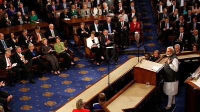 The last time PM Modi addressed the US Congress was in 2016 when he noted that Indian and US legislatures shared several practices (Reuters)