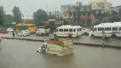 Waterlogging witnessed in parts of Gurugram after heavy rainfall (Twitter/ ANI) Waterlogging witnessed in parts of Gurugram after heavy rainfall (Twitter/ ANI)