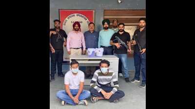 The arrested in police custody on Wednesday. (HT photo) The arrested in police custody on Wednesday. (HT photo)