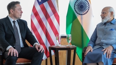 Tesla CEO Elon Musk with Prime Minister Narendra Modi. (PTI) Tesla CEO Elon Musk with Prime Minister Narendra Modi. (PTI)