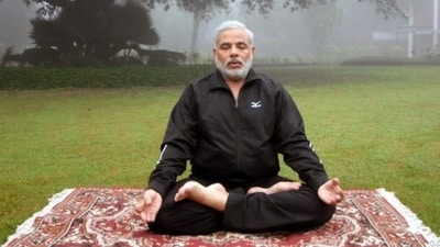 PM Modi doing Yoga at his New Delhi residence PM Modi doing Yoga at his New Delhi residence