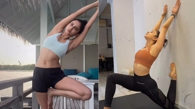 Rakul Preet Singh, who often shares snippets of her yoga sessions on Instagram, also shared a video montage of her yoga poses on Instagram Reels. She wrote in her caption, “Yoga is a balance of life... a connection of mind, body and soul, a feeling of being one with the consciousness... yoga is a way of life…” Rakul Preet Singh, who often shares snippets of her yoga sessions on Instagram, also shared a video montage of her yoga poses on Instagram Reels. She wrote in her caption, “Yoga is a balance of life... a connection of mind, body and soul, a feeling of being one with the consciousness... yoga is a way of life…”