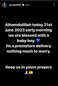 Shoaib Ibrahim shared her and Dipika's baby news on Instagram Stories. Shoaib Ibrahim shared her and Dipika's baby news on Instagram Stories.