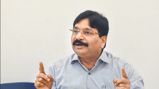 Mumbai, India - June 29, 2016:Minister of State MoS for Housing, Higher and technical education Ravindra Waikar interact with media during a press conference at Mantralaya in Mumbai, India, on Wednesday, June 29, 2016.(Photo by Kunal Patil/ Hindustan Times) (Hindustan Times)