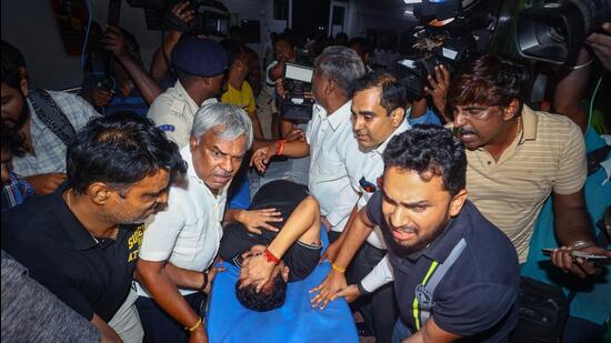 Tamil Nadu minister V Senthil Balaji being rushed to hospital after his arrest last week. (PTI)
