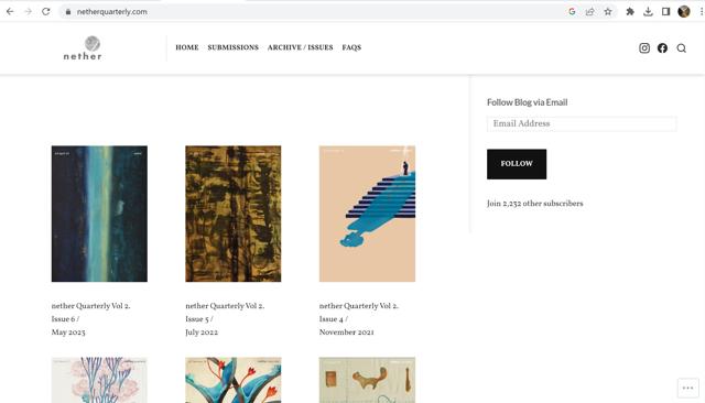 The landing page of the literary journal (Screenshot) The landing page of the literary journal (Screenshot)