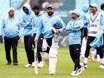 India's Rohit Sharma during practice 