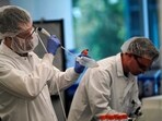 Scientists work in a bioprocess lab at Eat Just in Alameda, Calif., Wednesday, June 14. Scientists work in a bioprocess lab at Eat Just in Alameda, Calif., Wednesday, June 14.