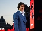 Tom Cruise poses during the red carpet premiere of Mission Impossible 7 in Rome. (AFP)