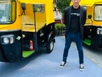 The electric 3-wheeler was launched by Uday Narang (Omega Seiki Mobility/Twitter) The electric 3-wheeler was launched by Uday Narang (Omega Seiki Mobility/Twitter)