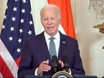 US president Joe Biden speaks during joint press conference. US president Joe Biden speaks during joint press conference.