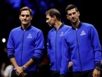 Roger Federer, Rafael Nadal, and Novak Djokovic during the Laver Cup 2022