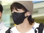 Jungkook tried to help a fan from falling down at the airport recently. Jungkook tried to help a fan from falling down at the airport recently.