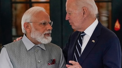 President Joe Biden talks with India's Prime Minister Narendra Modi as he arrives at the White House for a private dinner, (AP) President Joe Biden talks with India's Prime Minister Narendra Modi as he arrives at the White House for a private dinner, (AP)
