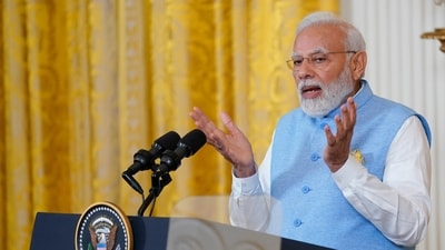 Prime Minister Narendra Modi speaks during a news conference with President Joe Biden in the East Room of the White House, Thursday, June 22, 2023, in Washington. (AP)