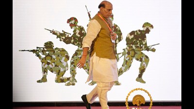 Defence Minister Rajnath Singh attends the ‘Defence Dialogue’ program under Atmanirbhar Bharat at Surya Auditorium in Lucknow on June 17. (Deepak Gupta/Hindustan Times) Defence Minister Rajnath Singh attends the ‘Defence Dialogue’ program under Atmanirbhar Bharat at Surya Auditorium in Lucknow on June 17. (Deepak Gupta/Hindustan Times)