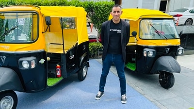 The electric 3-wheeler was launched by Uday Narang (Omega Seiki Mobility/Twitter) The electric 3-wheeler was launched by Uday Narang (Omega Seiki Mobility/Twitter)