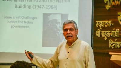 Mumbai: Former Congress MP Sandeep Dikshit speaks at a programme commemorating former Prime Minister Pt Jawahar Lal Nehru's death anniversary, in Mumbai, May 27, 2023. (PTI Photo) Mumbai: Former Congress MP Sandeep Dikshit speaks at a programme commemorating former Prime Minister Pt Jawahar Lal Nehru's death anniversary, in Mumbai, May 27, 2023. (PTI Photo)