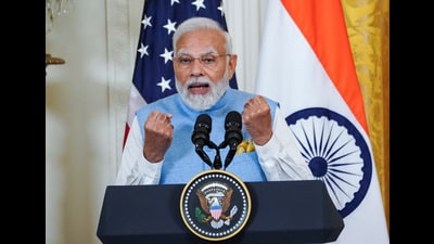 Prime Minister Narendra Modi speaks at a joint press conference with US President Joe Biden at the White House in Washington. (REUTERS) Prime Minister Narendra Modi speaks at a joint press conference with US President Joe Biden at the White House in Washington. (REUTERS)