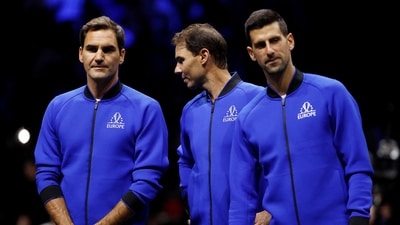 Roger Federer, Rafael Nadal, and Novak Djokovic during the Laver Cup 2022 (Action Images via Reuters)
