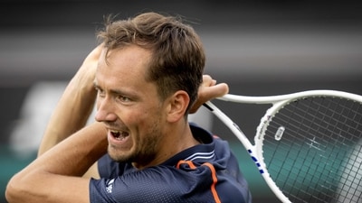 Russian Daniil Medvedev returns the ball to French Adrian Mannarino during their men's singles match (AFP) Russian Daniil Medvedev returns the ball to French Adrian Mannarino during their men's singles match (AFP)